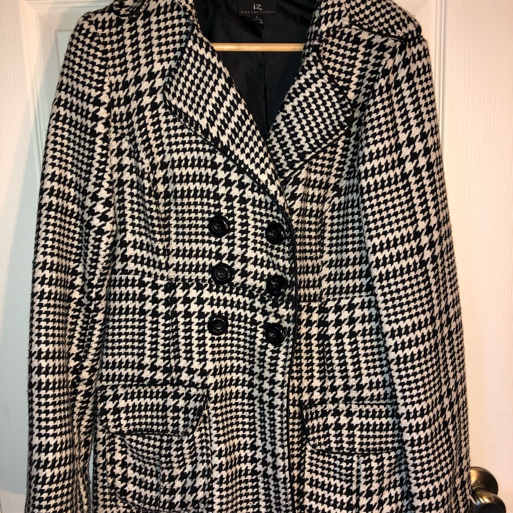 Price ⬇️ Houndstooth Wool Pea Coat w large buttons